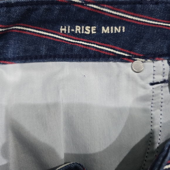 American Eagle Super Stretch Hi-Rise Denim Mini Skirt Red Stripe Size 10 NWOT - Picture 3 of 8